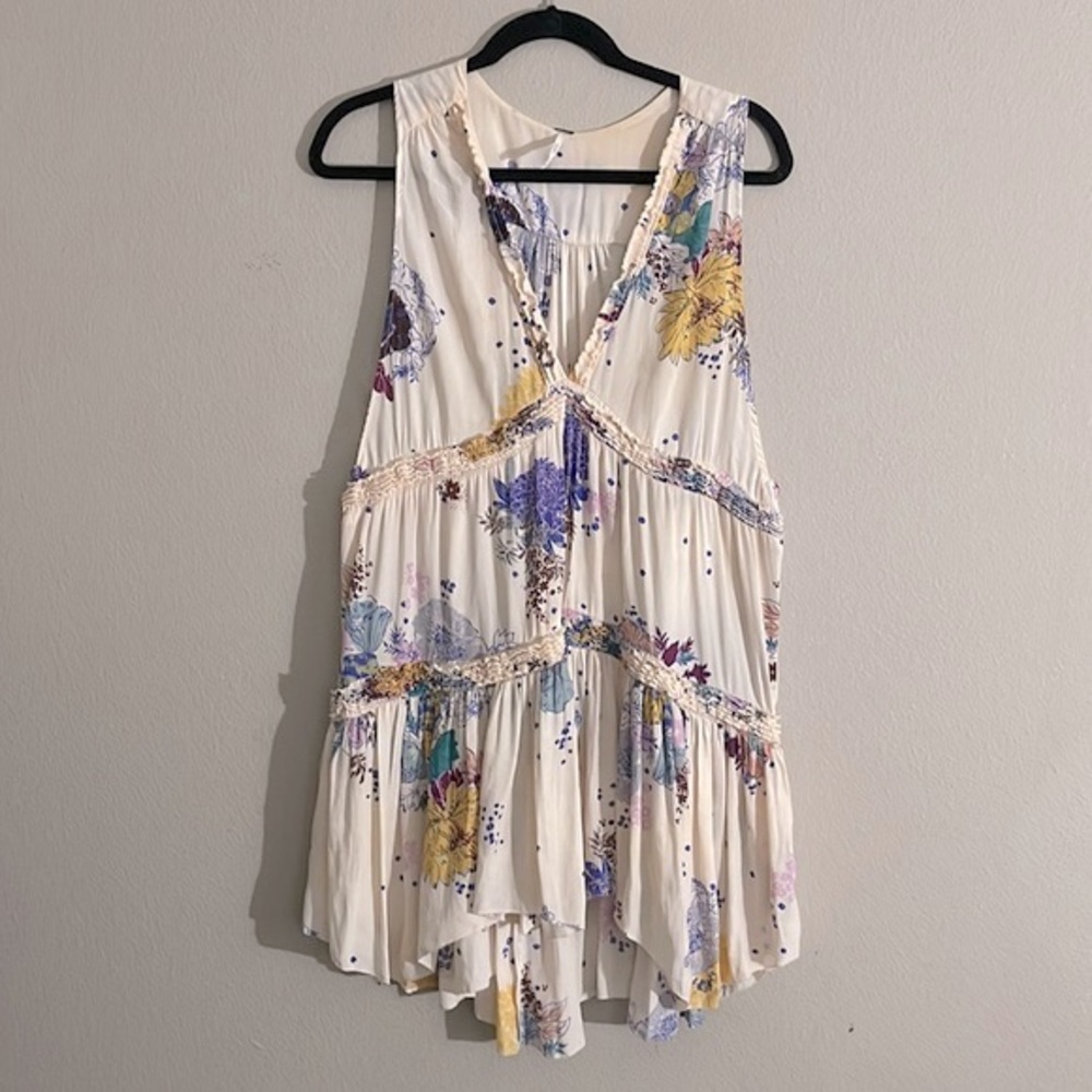 Free People! Purple Haze Floral Printed Tunic Or Mini Dress - Picture 3 of 11